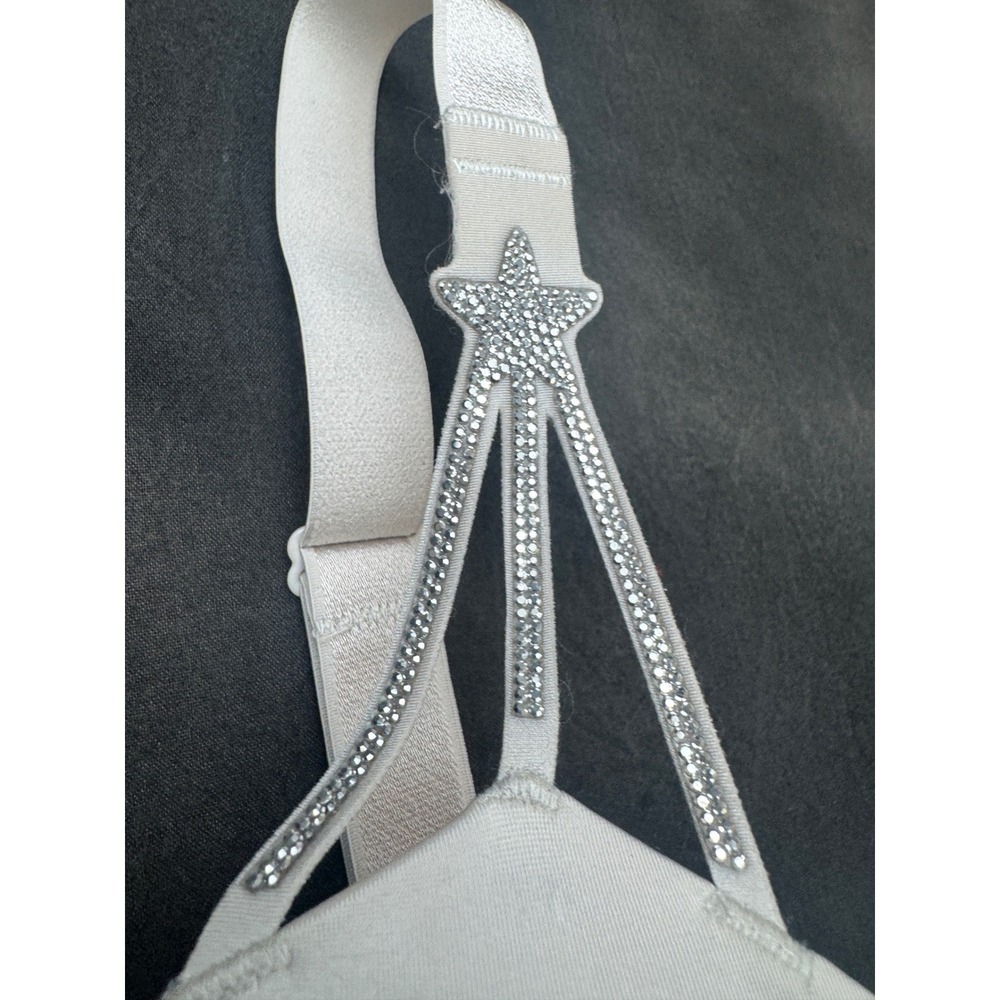 Victoria's Secret Bra 32DD Silver Star Rhinestone Shine Strap Very Sexy Push-Up - Picture 3 of 5
